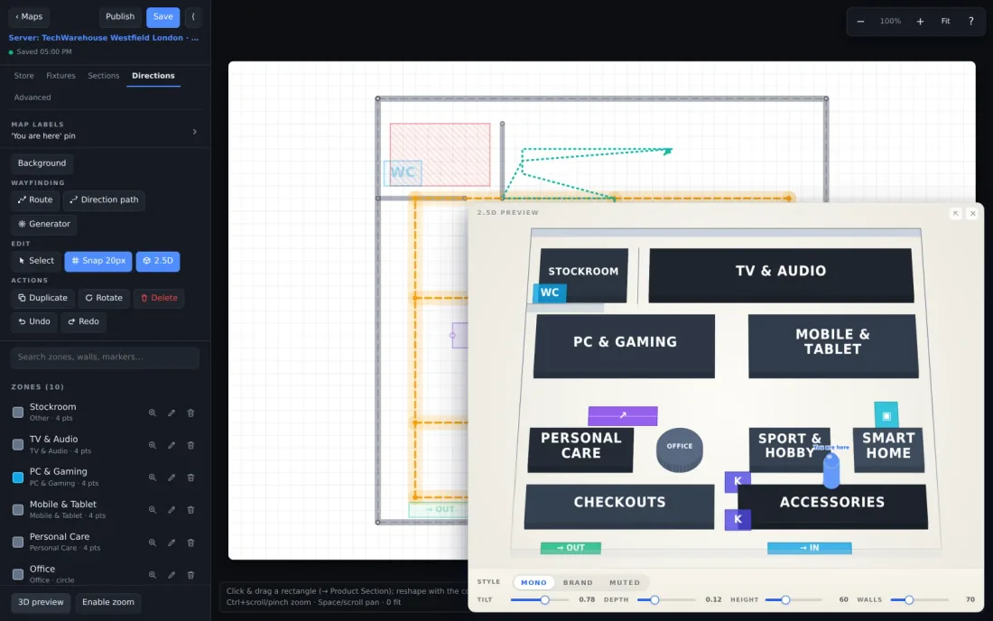 A store map rendered in 2.5D
